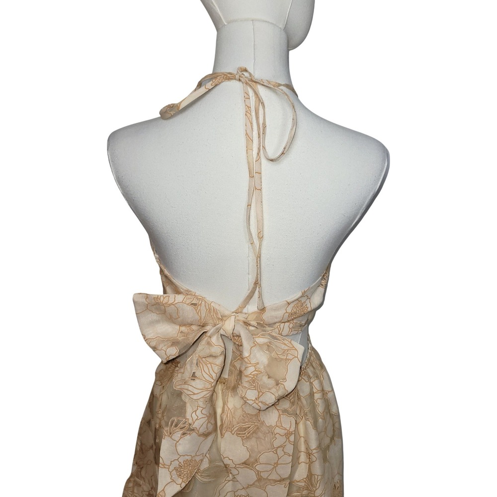 Fore Cream Floral Embroidered Maxi Sundress S Romantic Boho Resort Wedding Guest - Picture 8 of 10